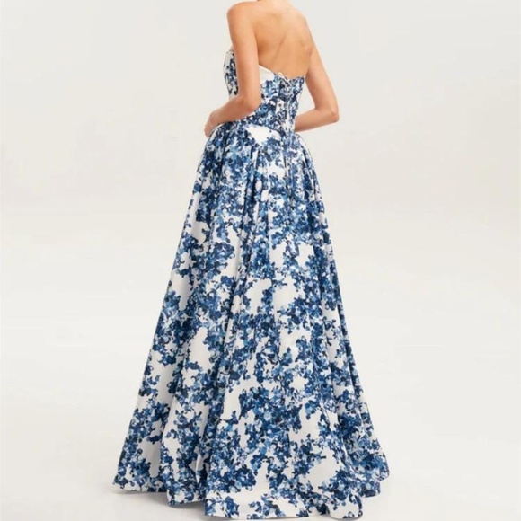 Strapless Three-Dimensional Cut Long Temperament Dresses Bridesmaid Prom Evening - Picture 3 of 3